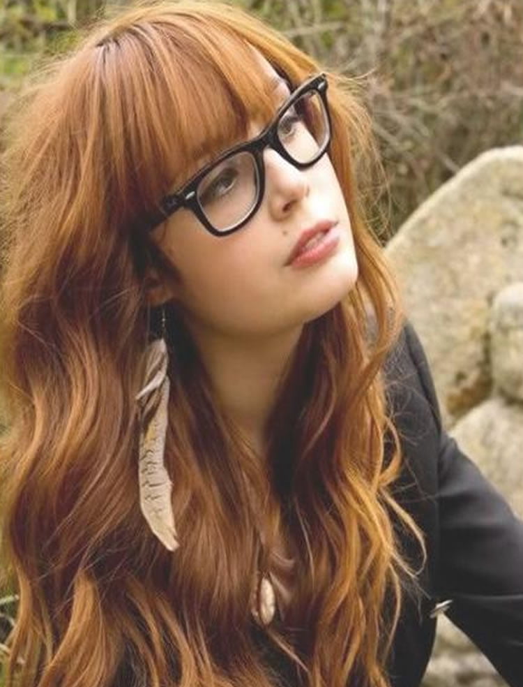 Sleek hairstyles with bangs and glasses