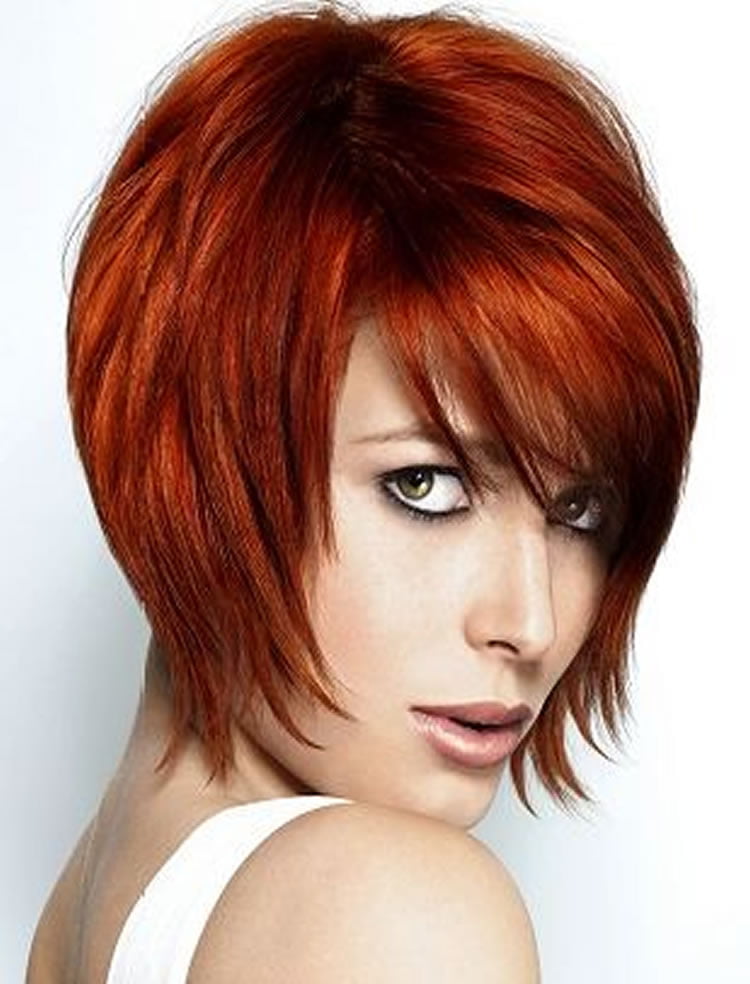 Nifty Red Hair Bob Hairstyles for Diamond Face Shape