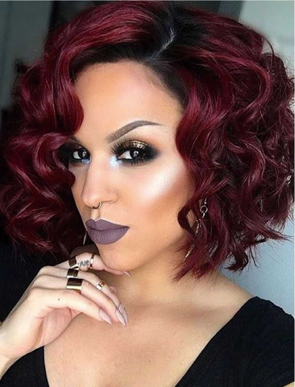 Red Hair Color 2018 Curly Bob Haircuts For Diamond Faces Hairstyles