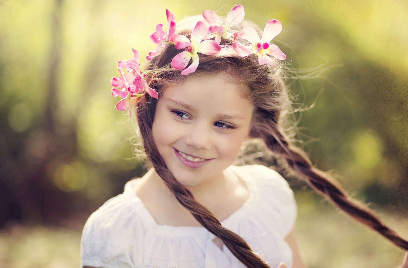 Glorious Cute Little Girl Long Hairstyles for School Braided-Flowers
