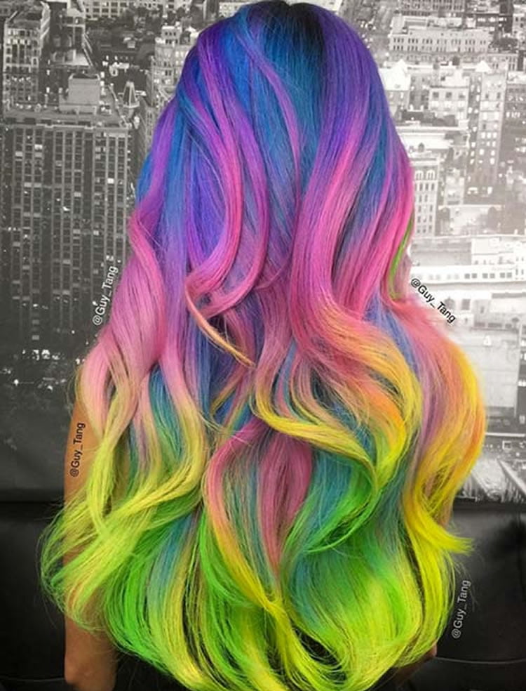  Neon  Rainbow Ombre  2022 for Long Hair  HAIRSTYLES