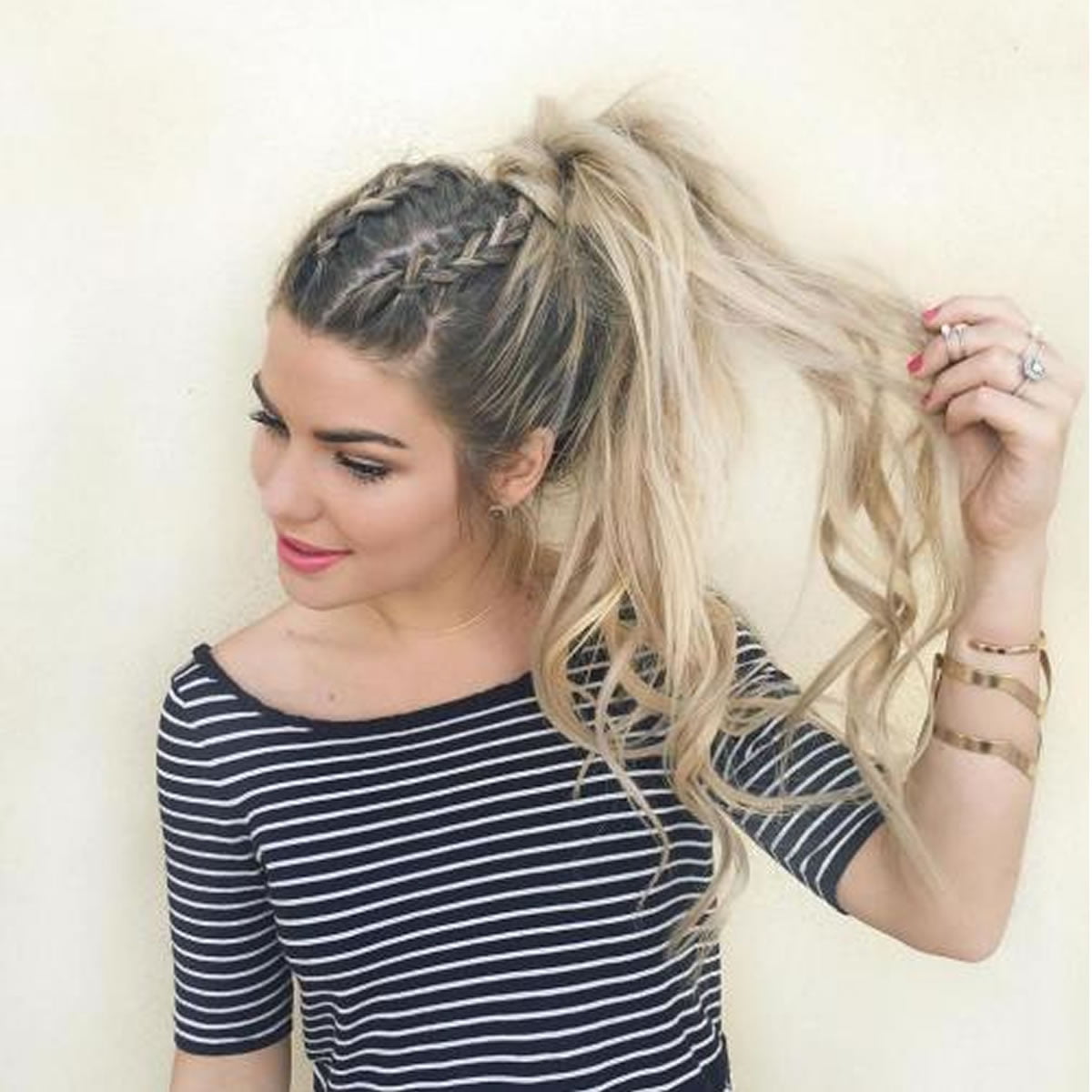 Fantastic Messy ponytail with two braids HAIRSTYLES