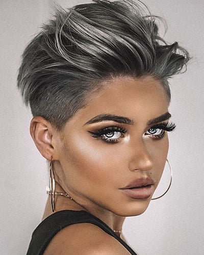 grey balayage short haircut for triange fece shapes
