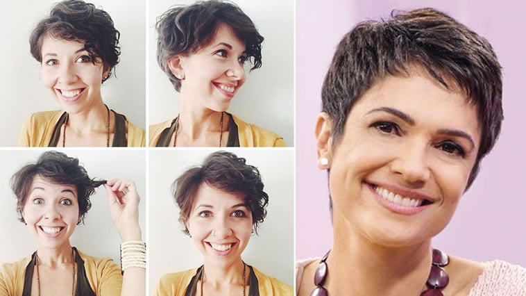 Very short haircut for round face