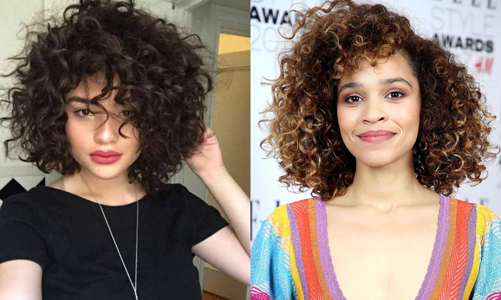 Curly haircuts with bangs